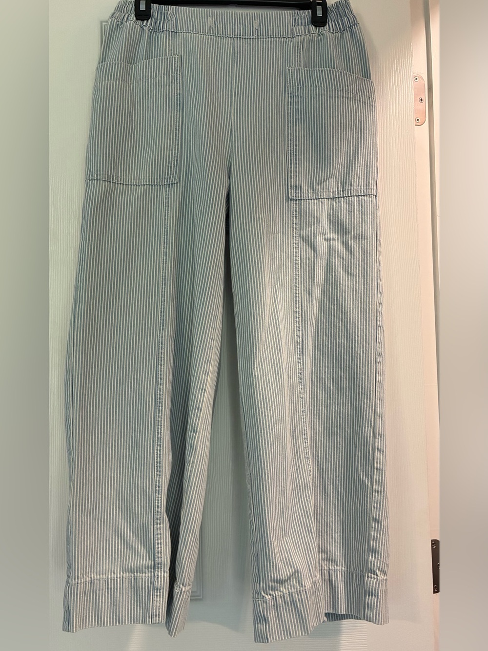 Light Blue Pinstripe Wide-Leg Women’s Jeans